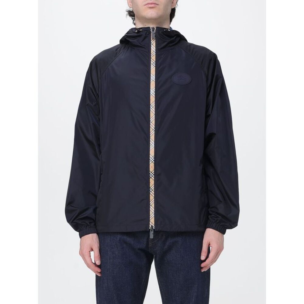 Burberry Men Lightweight Nylon Hooded Windbreaker Jacket Burberry With Ekd Logo